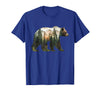 Bear Designs. Bear Forest Mountains Trees Nature Sunset Outdoor Graphic T-Shirt - Royal Blue