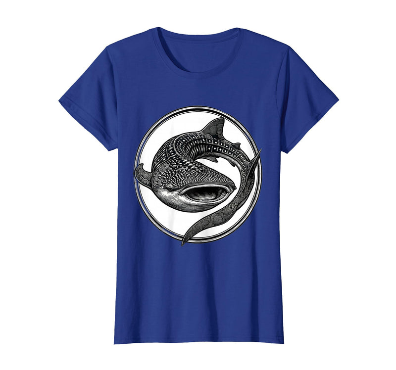 Mademark Whale Shark Swirling Tattoo Art Design T-Shirt - Royal Blue