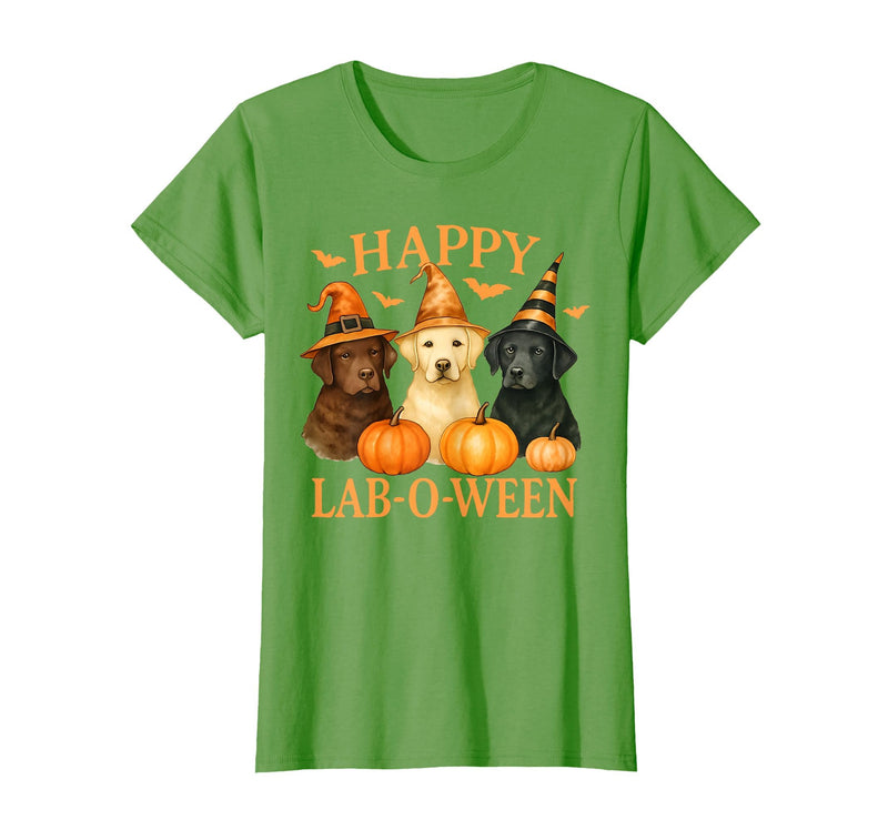Art-Wear Happy Lab-O-Ween Labrador Halloween Dog Lover Design T-Shirt - Grass Green