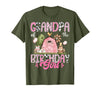 Famer Pink Cow Birthday Matching Tees Grandpa of The Birthday Girl 1St Birthday Pink Cow Farm T-Shirt - Olive Green