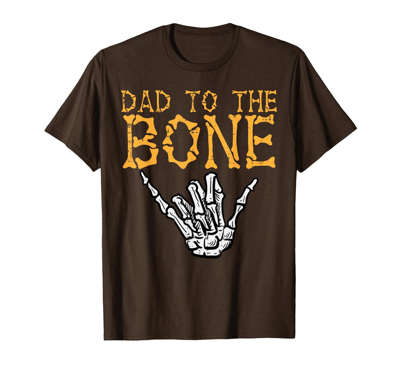 Mens Halloween Shirts For Dad Daddy Papa Men Halloween Dad to The Bone Skeleton Hand Fun Papa Costume Men T-Shirt - Brown