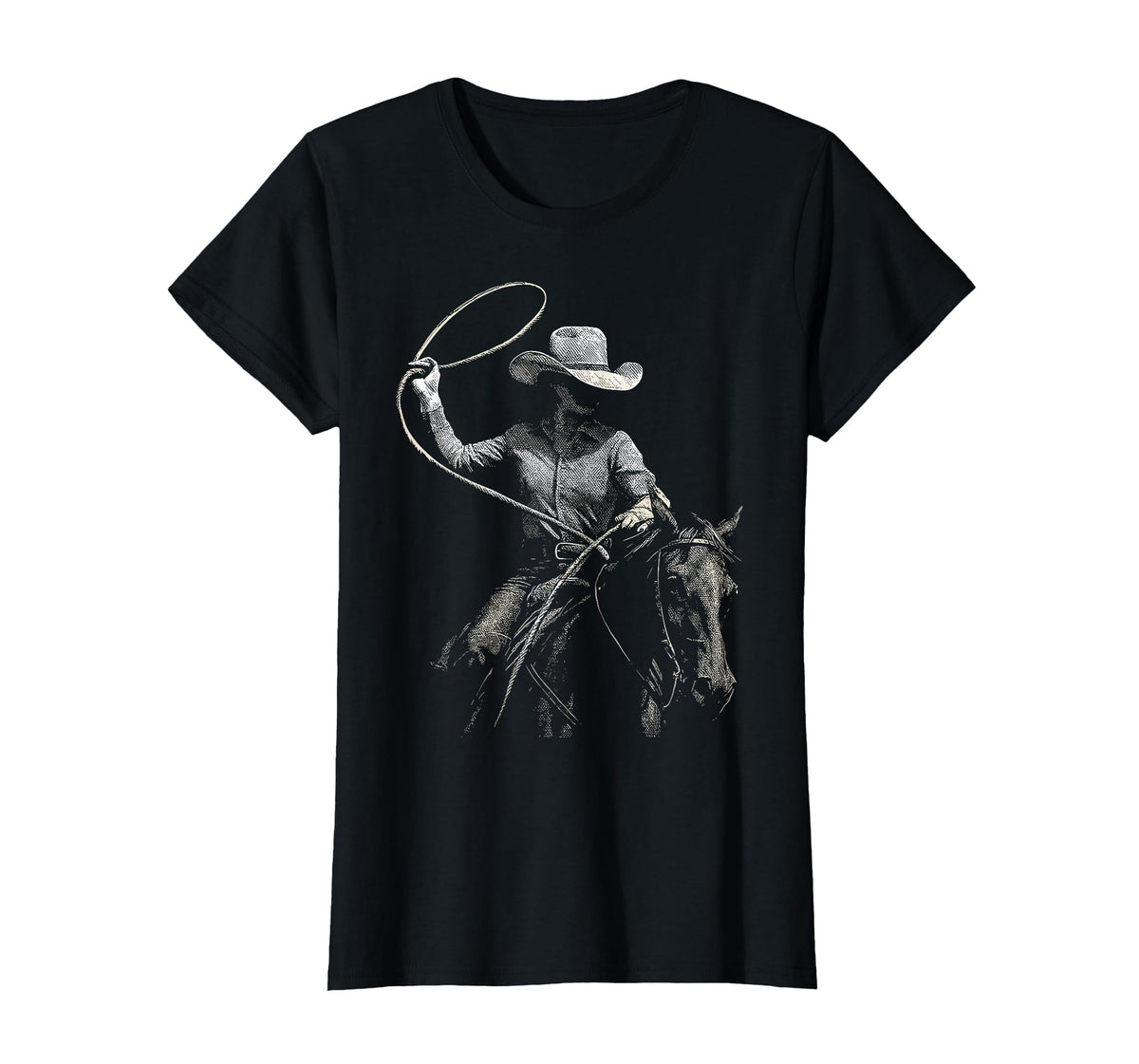 Cowgirl Western Rodeo Rodeo Cowgirl Western Horse T-Shirt - Black