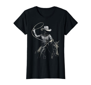 Cowgirl Western Rodeo Rodeo Cowgirl Western Horse T-Shirt - Black
