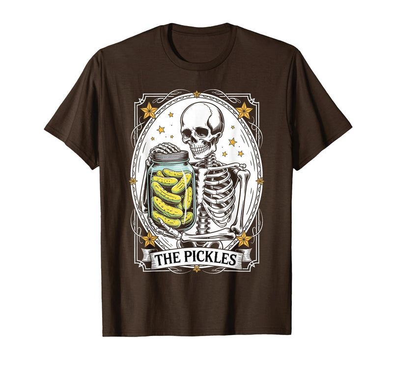 Tarot Card Skeleton Halloween Ades.shirt The Pickles Tarot Card Skeleton Canning Season Gardener T-Shirt - Brown