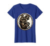 Mademark Baby Monkey Clinging to Mother's Back Design T-Shirt - Women - Royal Blue