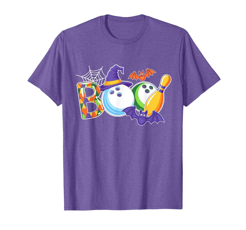 Bowling Boo Creepy Halloween Costume Pumpkin Bowling Lover T-Shirt - Purple Heather