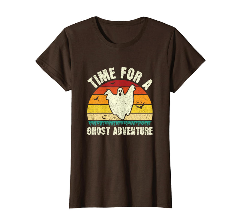 Funny Ghost Hunting Halloween Women Men Funny Ghost Hunting Scary Halloween Ghost Hunter T-Shirt - Brown