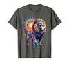 Cosmic Animal Mandala Sacred Geometry Collective Sacred Geometry Lion Mandala T-Shirt - Asphalt Grey