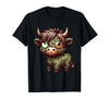 Cute Highland Cow Zombie Halloween Designs Highland Cow Zombie Halloween Farm Animal Women Girls T-Shirt - Black
