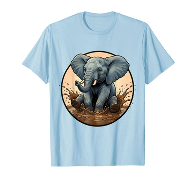 Mademark Baby Elephant Splashing in Muddy Puddle T-Shirt - Men