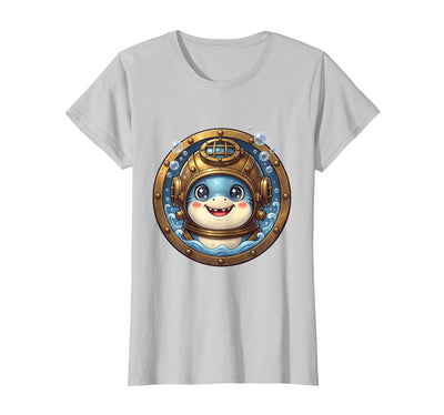 Shark in Vintage Diving Helmet Graphic T-Shirt