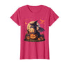 Halloween Dragons Fantasy Spooky Witchy Cute Halloween Dragon Witch Hat Pumpkin Moon Fantasy T-Shirt - Red Heather