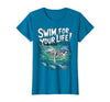 Swim Lover Halloween Custom Tee For Swimmers Kids Halloween Skeleton Swimming Swim for Your Life Swimmers Dad T-Shirt -