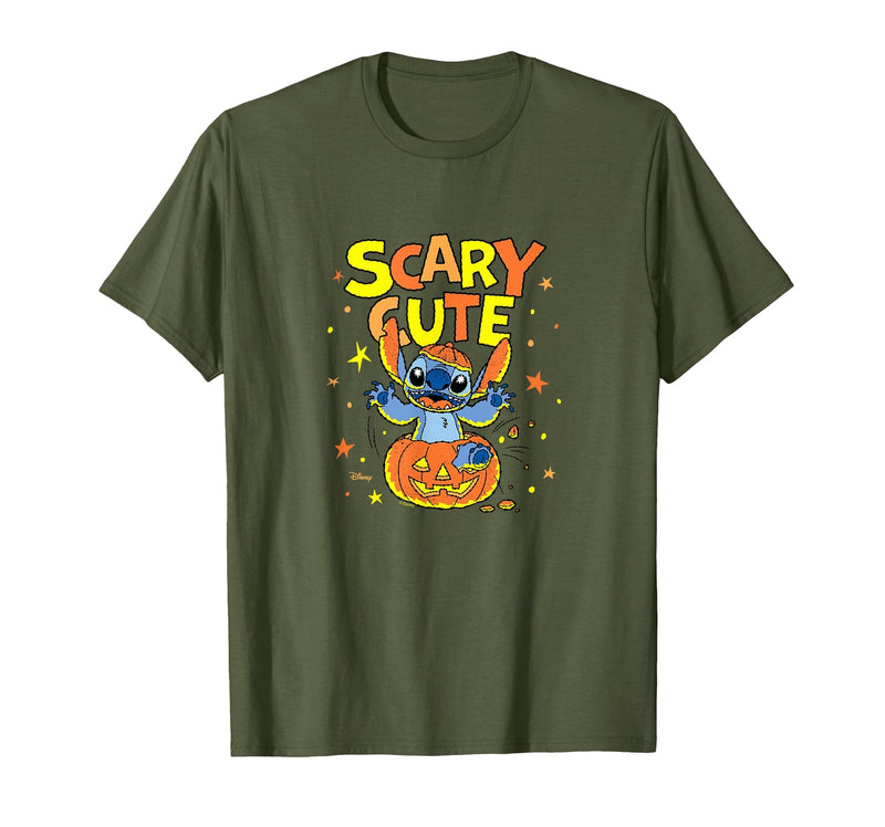 Disney Stitch Halloween Fun T-Shirt - Olive Green