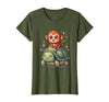 Mademark Small Monkey Riding Giant Tortoise Funny Animal Art T-Shirt - Women - Olive Green