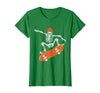 Funny Boys Kids Skeleton Skater Art Skateboarding Skeleton Riding Skateboard Halloween Skater T-Shirt - Kelly Green