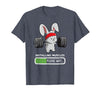 Bunny Gym Rabbit Weights Installing Muscles T-Shirt in Heather Blue