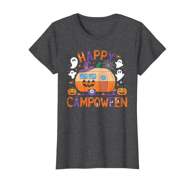 Spooky Camp-O-Ween Ghosts and Campfire Apparel Happy Camp-O-Ween Halloween Camping Ghosts and Campfires T-Shirt - Dark