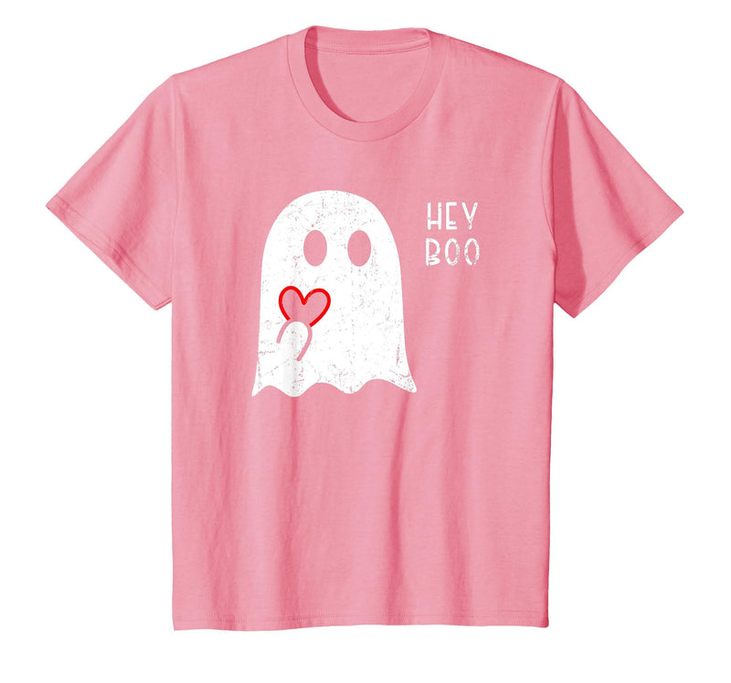 Halloween Ghosts & Stuff Clothing Hey Boo Ghost Heart Hand Sign Cute Halloween Spooky Season T-Shirt - Pink