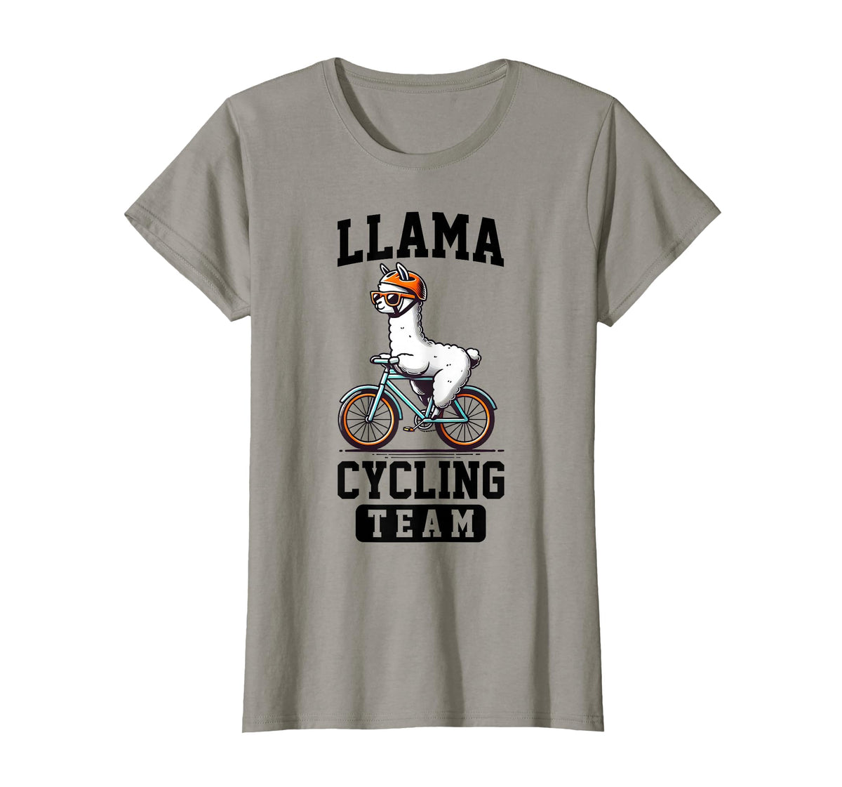 Bicycle Riding Animals Co. Llama Cycling Team Riding Bicycle T-Shirt - Slate Grey