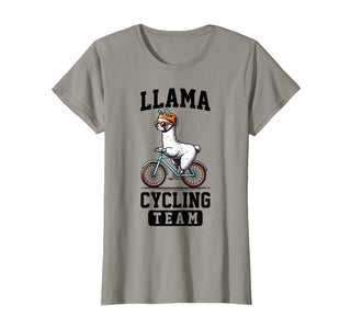 Bicycle Riding Animals Co. Llama Cycling Team Riding Bicycle T-Shirt - Slate Grey