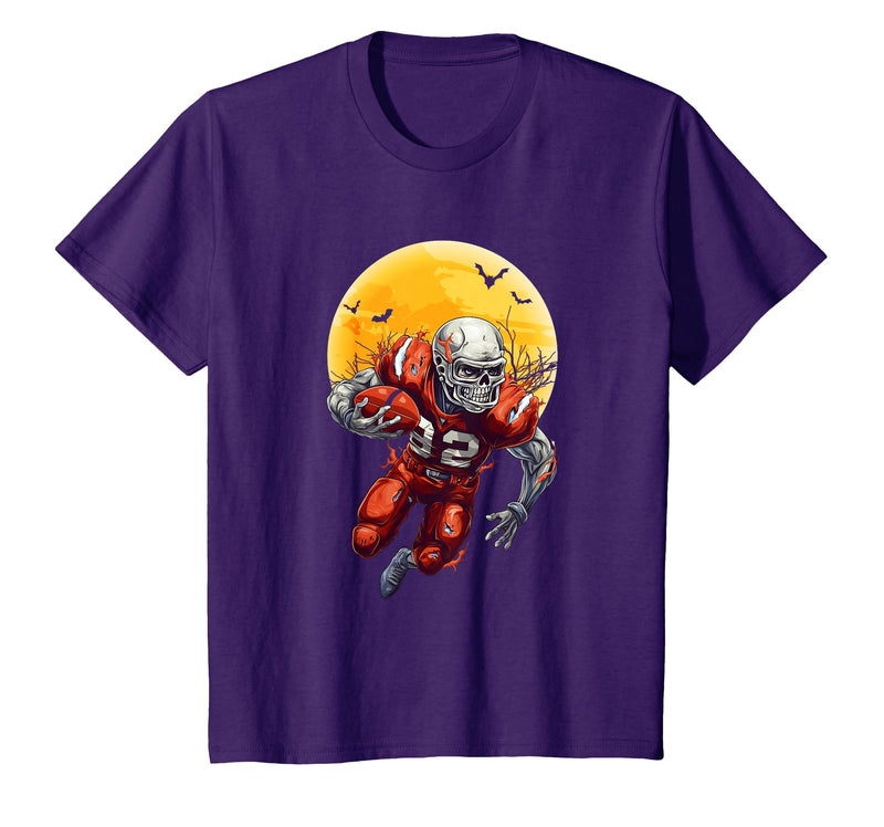 American Football Skeleton Halloween Shirt Football Fan T-Shirt - Purple
