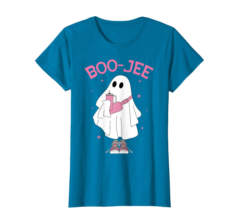 Spooky Season Ghost Halloween Boujee Boo-Jee Boo-JEE Spooky Season Ghost Pink Halloween Pumpkin Boujee T-Shirt - Sapphire