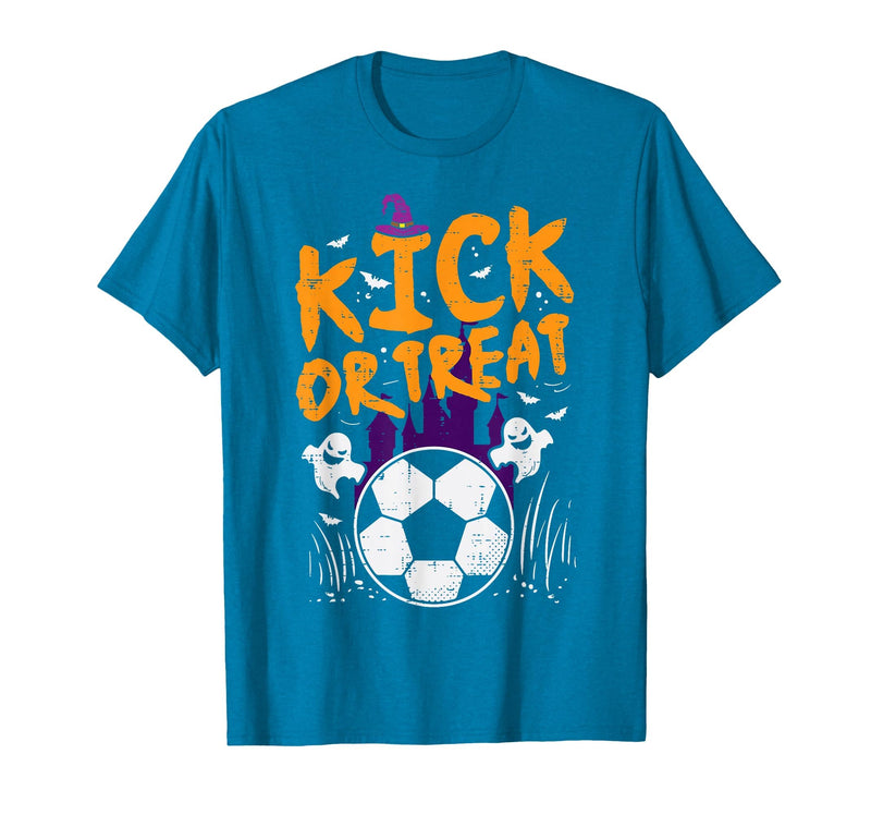 Halloween Shirts For Women Men Kids Boys Girls Halloween Soccer Kick Or Treat Football Costume Boys Kid Men T-Shirt -
