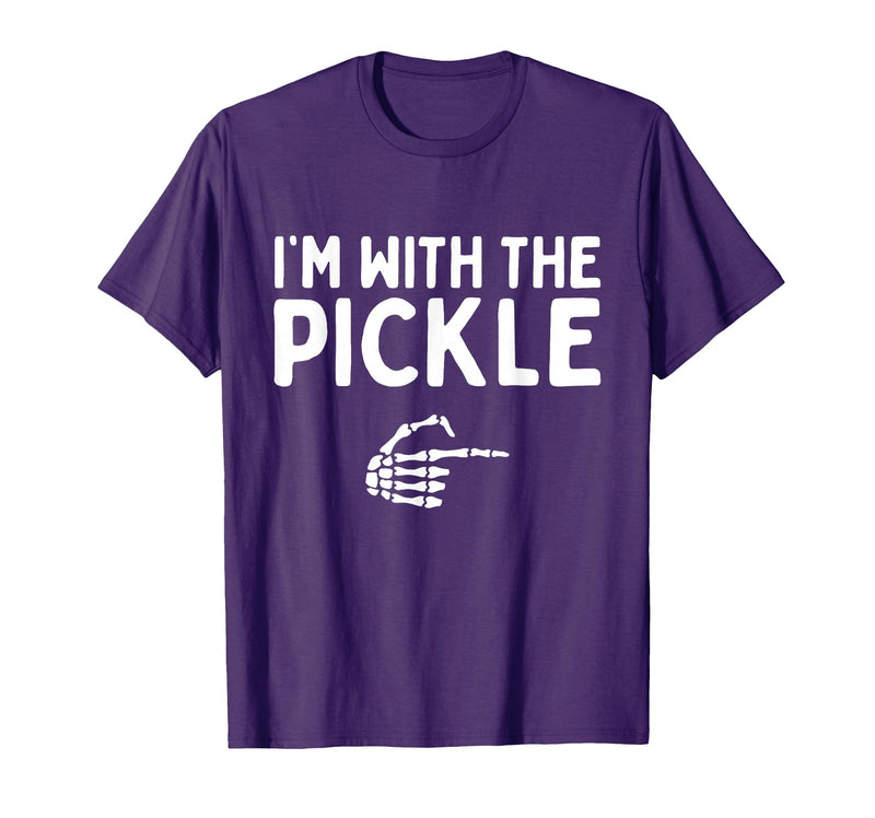 Funny Halloween Costume Holiday Party Gift I'm with The Pickle Funny Halloween Costume Matching Couples T-Shirt - Purple
