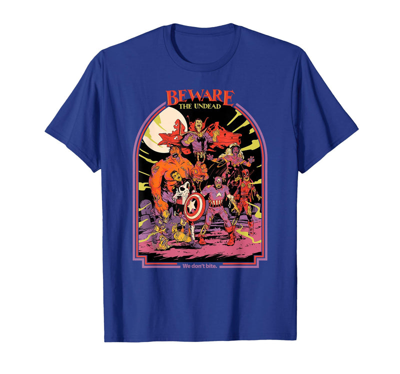 Marvel Zombies Beware the Undead We Don’t Bite Halloween T-Shirt - Royal Blue