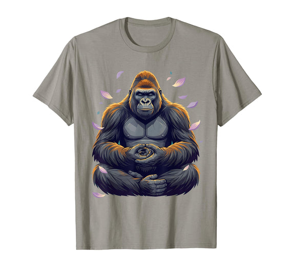 Mademark Meditating Gorilla Zen Monkey Graphic Design T-Shirt - Men - Slate Grey