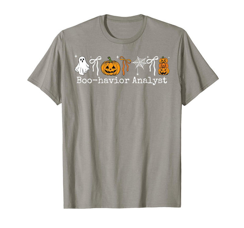 Behavior Analyst Halloween ABA Ghost Boo-havior Boo-Havior Analyst Pumpkin Ghost ABA Therapist Halloween T-Shirt - Slate Grey