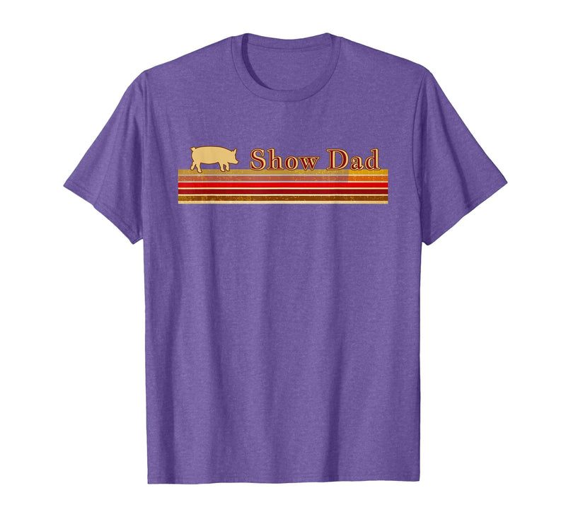Showing Cattle T-Shirts And Apparel Show Dad - Fun Distressed Look for Showing Pigs T-Shirt - Purple Heather