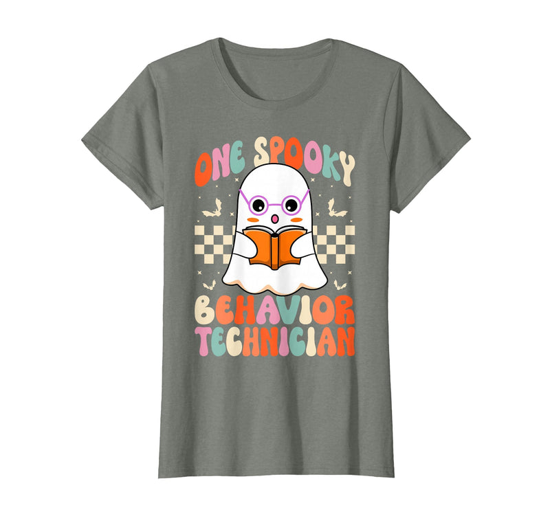 RBT Behavior Tech Spooky Halloween Gifts Co. One Spooky Behavior Technician Analyst - Halloween Ghost RBT T-Shirt - Olive