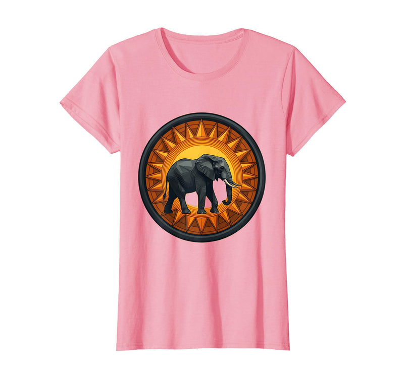 Mademark Elephant Silhouette Giant Sunset Graphic T-Shirt - Women - Pink