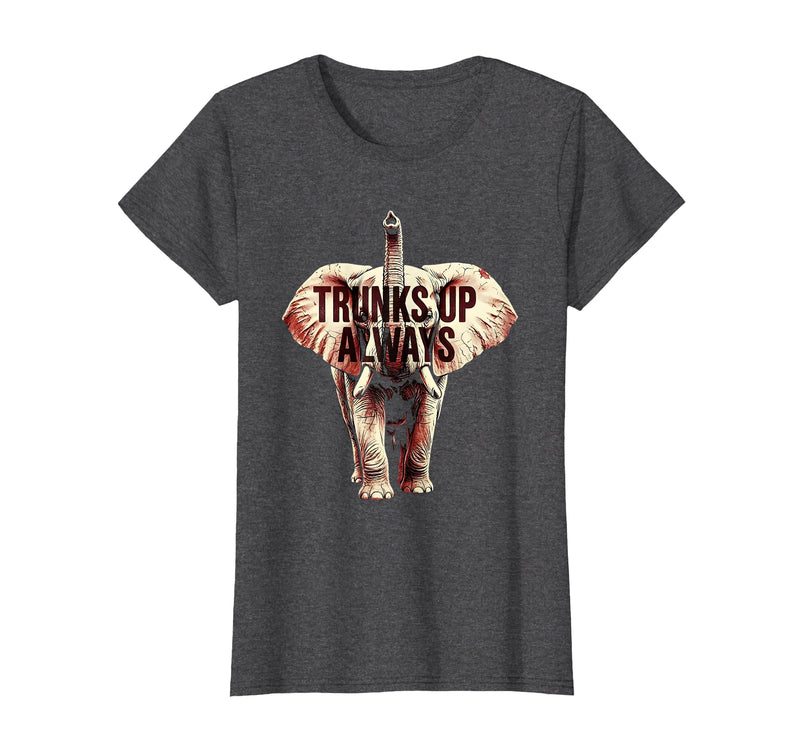 Mademark Trunks Up Always Elephant Graphic Design T-Shirt - Women - Dark Heather Grey