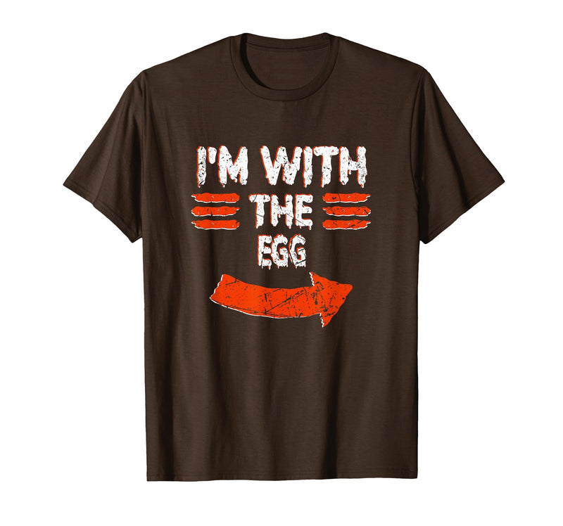 Halloween Mega Warehouse Vintage I'm with the Egg Lazy Halloween Costume T-Shirt - Brown