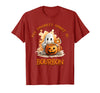 Boo Watercolor Pumpkin Cup Light Witch Hat Bottle Bourbon My Favorite Spirit is Bourbon Happy Halloween Boo T-Shirt -