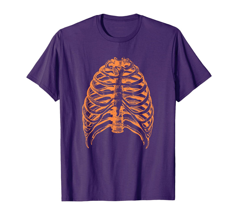 Orange Halloween Rib Cage Ribcage T-Shirt - Purple