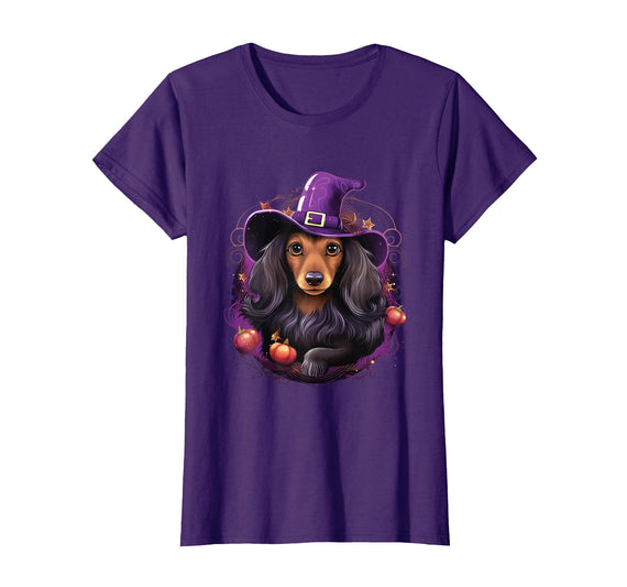 Dachshund Lovers Halloween Costume Cute Witch Funny Dachshund Halloween Costume Dog Lover T-Shirt - Purple