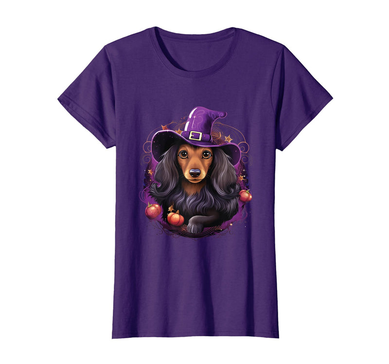 Dachshund Lovers Halloween Costume Cute Witch Funny Dachshund Halloween Costume Dog Lover T-Shirt - Purple