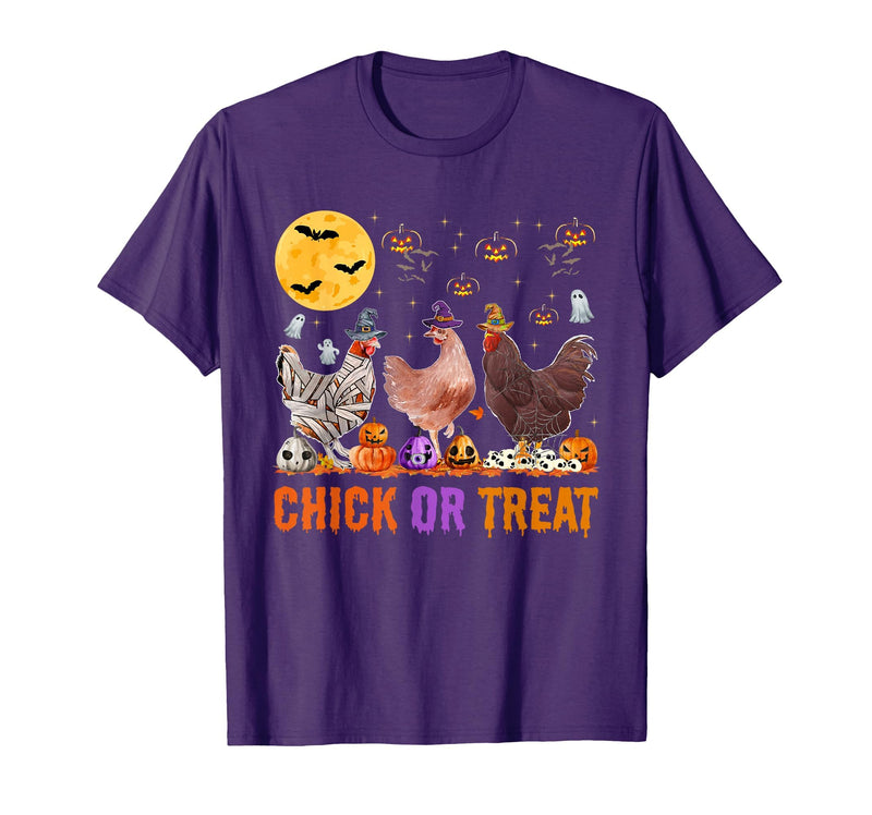 Autumn Pumpkin Chicken Halloween Chicken Farm Fall Halloween Chicken Pumpkin Chick Or Treat Spooky T-Shirt - Purple