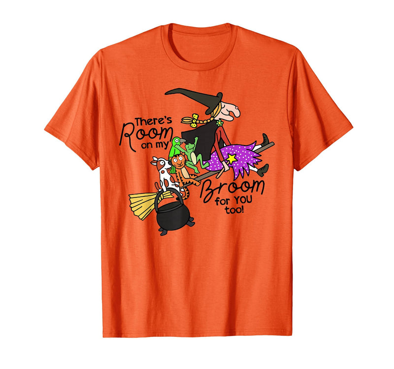 Funny Teacher Witch Tee Shirt There's Room On My Broom for You Too Teacher T-Shirt - Orange