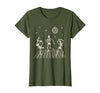 Sollomio Skeletons Dancing at The Club with a Disco Ball Halloween T-Shirt - Olive Green