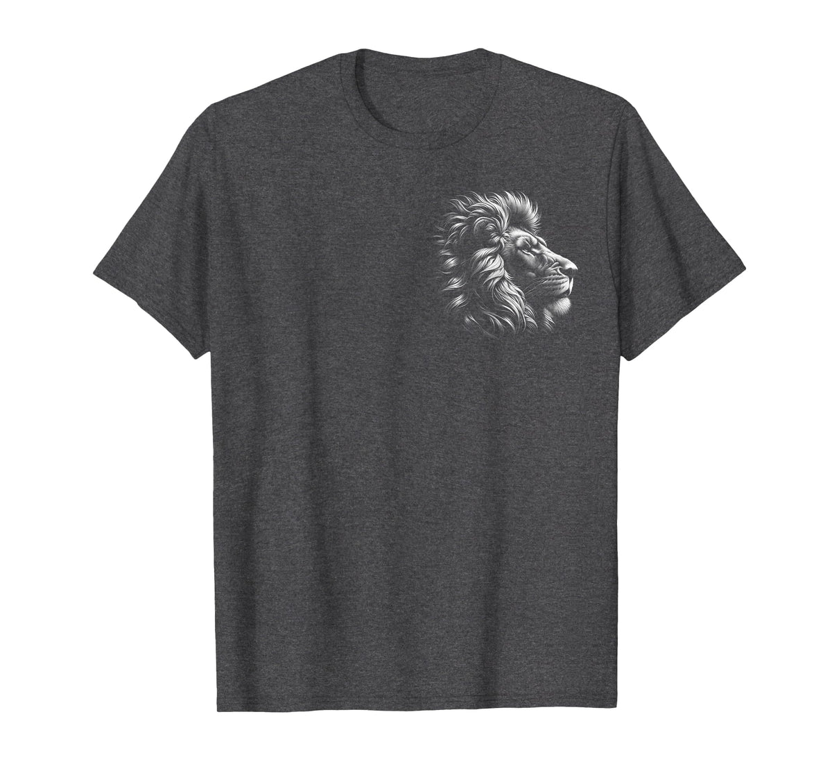 MyAnimal - Your Favourite Animal Wear Lion Head - Cool Portrait of a Proud Lion on Chest T-Shirt - Dark Heather Grey