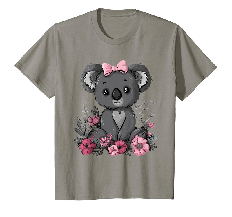 We Love Koalas - Kids Apparel Co. Koala Kawaii Koala Bear Pink Bow Flowers Girls Kids T-Shirt - Slate Grey
