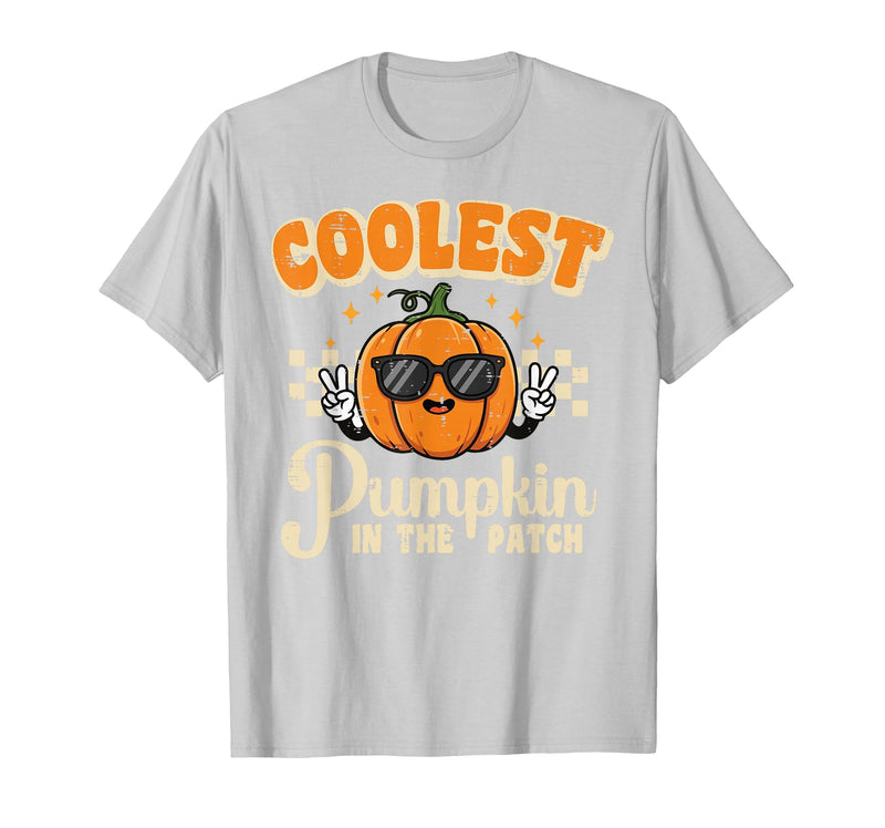 Halloween Shirts For Women Men Kids Boys Girls Halloween Coolest Pumpkin in Patch Costume Boys Kids Youth T-Shirt - Silver