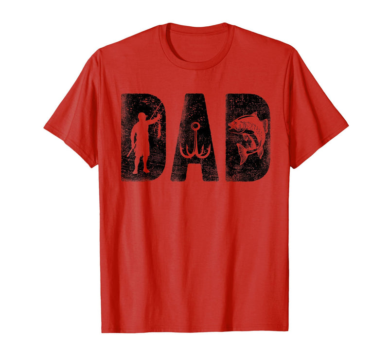 Fishing Gifts for Dad Father's Day Fisherman Fishing Dad Birthday Classic Bold Font Fish Daddy T-Shirt - Red