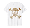 Halloween Designs. Pirate Flag Skull and Crossbones Skeleton Graphic Halloween T-Shirt - White