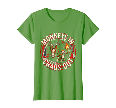 Monkeys In. Chaos Out. Punk Metal Circus Design T-Shirt - Women